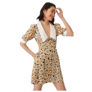 Anthropologie Maeve Retro Puff Sleeve Gingham Cutout Mini Dress, Size Large *NWT